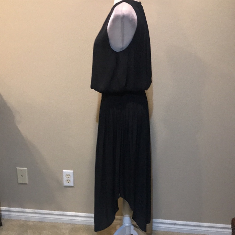 Ramy Brook Audrey Black Smocked Waist Crepe de Chine Midi Dress-Size P/US Small - Picture 4 of 15